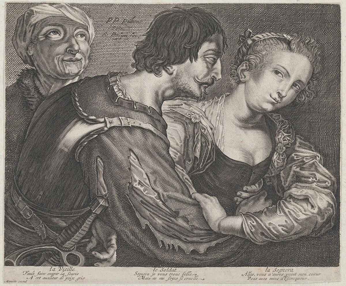 The procuress: an old woman, a soldier, and a woman — Renier Persyn|Mariette|Peter Paul Rubens