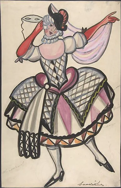 Woman in a harlequin costume holding a mask — Sergey Sudeykin