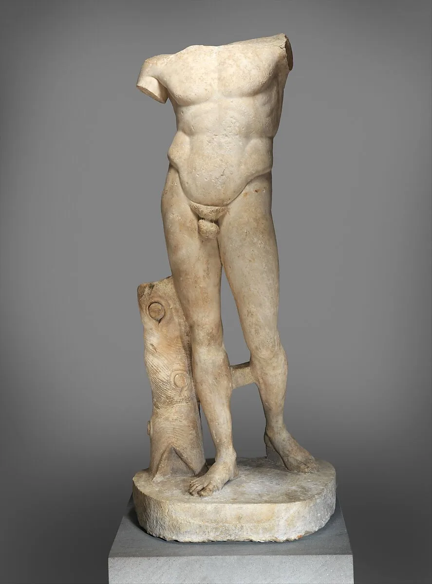 Marble statue of the Diadoumenos (youth tying a fillet around his head) — Polykleitos
