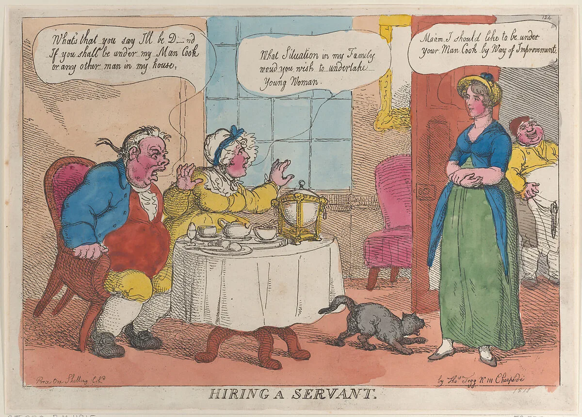 Hiring a Servant — Thomas Tegg|Thomas Rowlandson