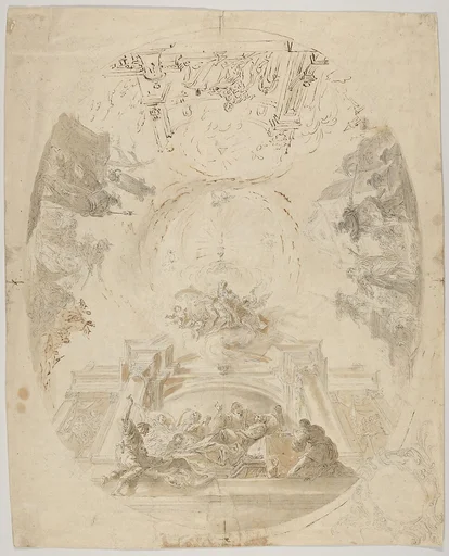 Design for a ceiling fresco with scenes from the life of Saint Barbara