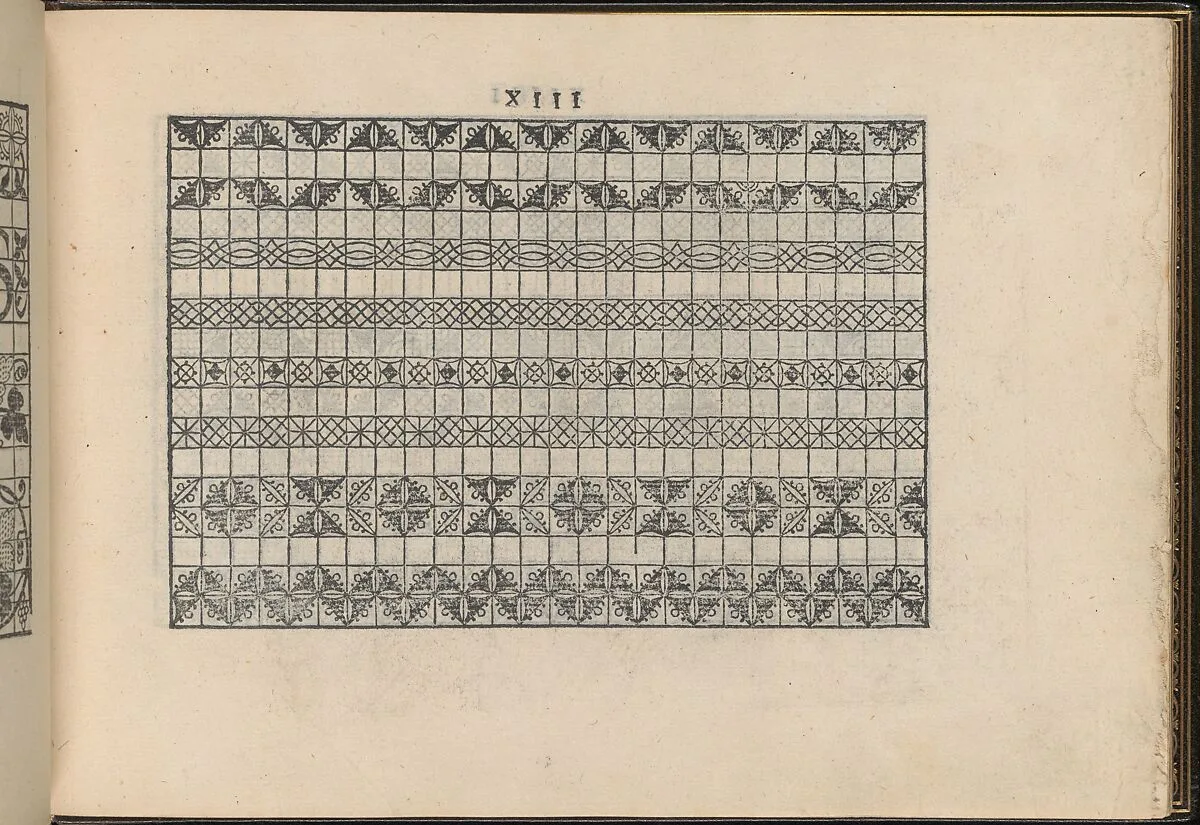 La Vera Perfettione del Disegno di varie sorti di recami, page 7 (recto) — Giovanni Ostaus|Giuseppe Salviati (Giuseppe Porta, called Il Salviati)