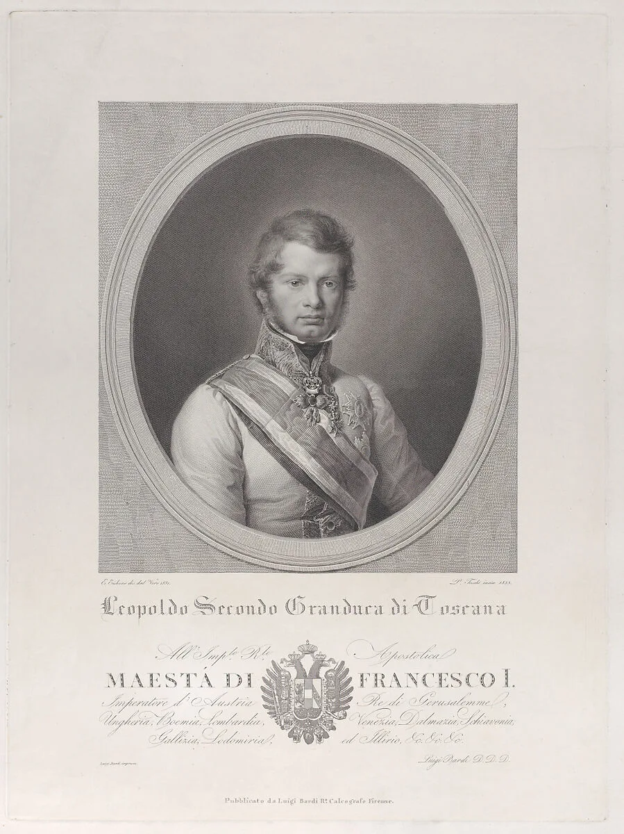 Oval portrait of Leopold II, Grand Duke of Tuscany — Leopold II, Grand Duke of Tuscany|Luigi Bardi|Eduard Eichens|Luigi Bardi|Paolo Toschi