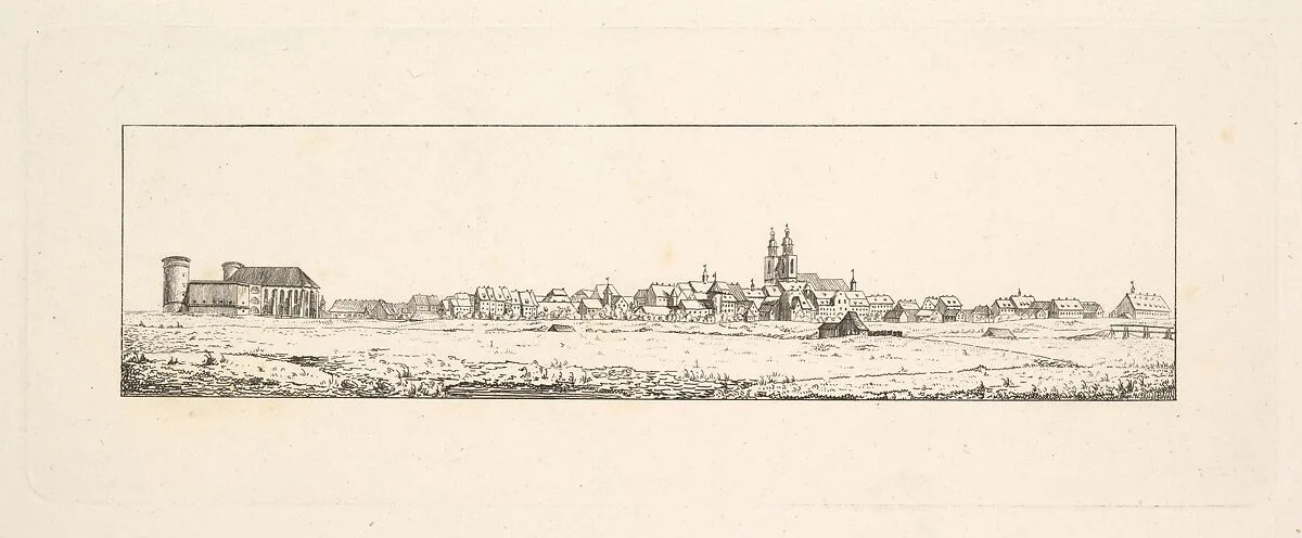 View of an Old Town with a Church and High Gabled Houses — Johann Gottfried Schadow