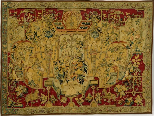 Panel with grotesques, from a set of bed hangings