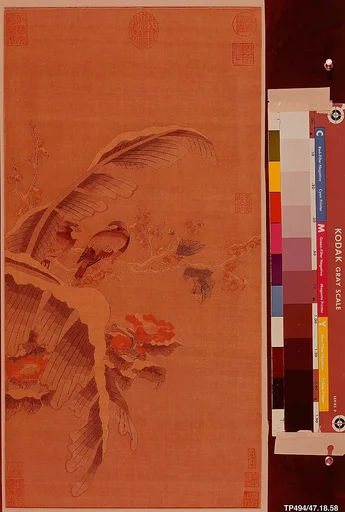 清　佚名　歲寒雙禽圖　軸　緙絲|Hanging scroll