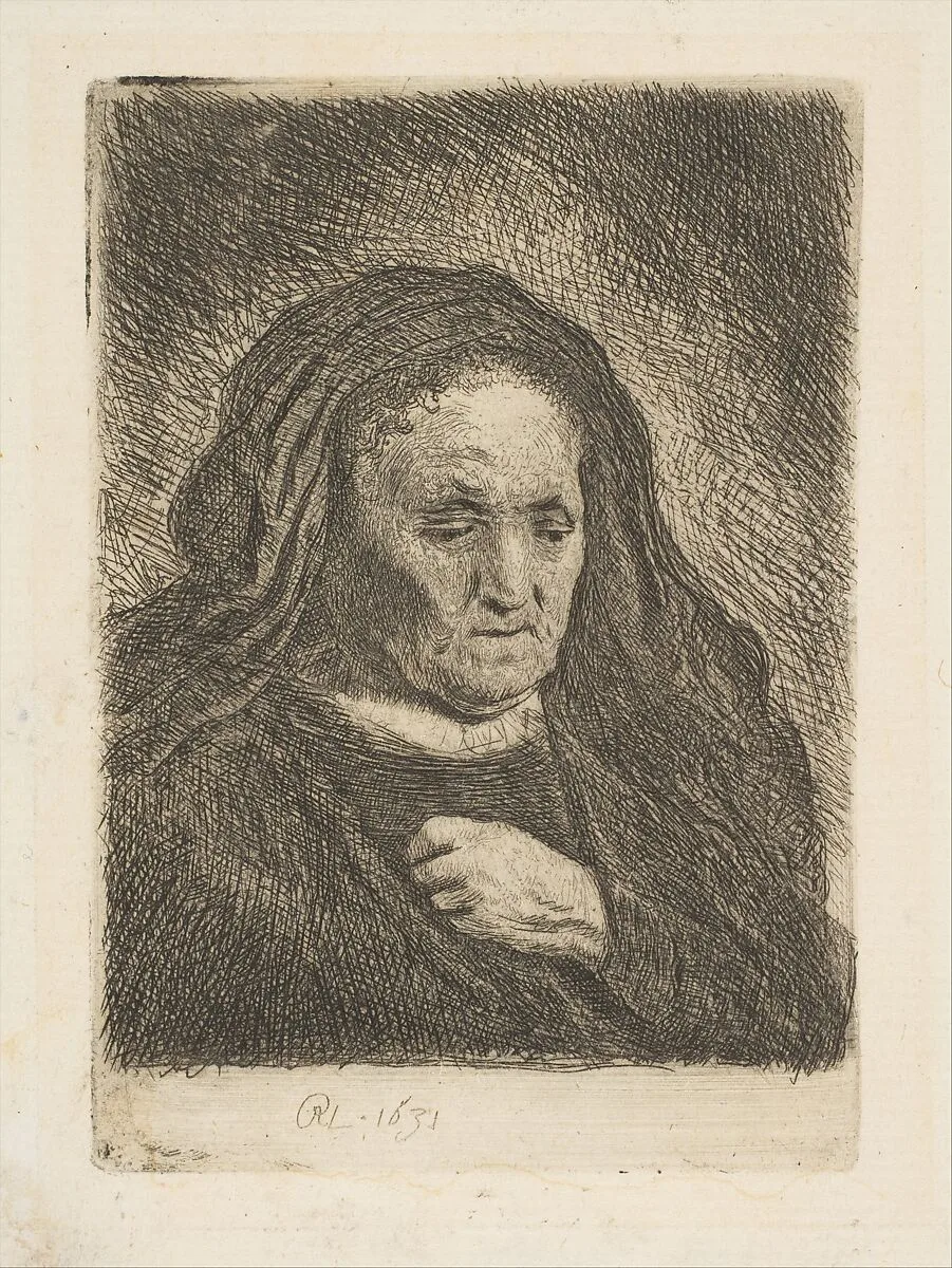 The Artist's Mother with Her Hand on Her Chest — Rembrandt (Rembrandt van Rijn)