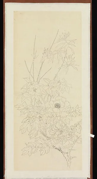 現代 謝稚柳 牡丹 月桂圖 鏡片|Peonies and Mountain Laurel — Xie Zhiliu