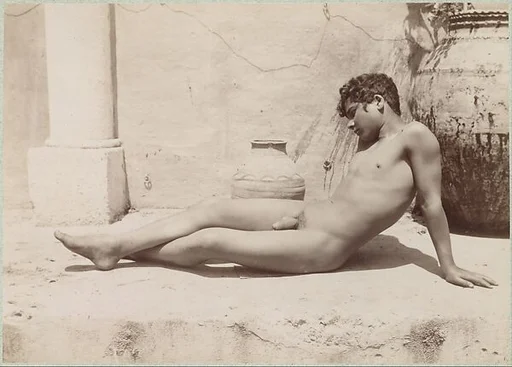 [Reclining Male Nude Beside Vase]