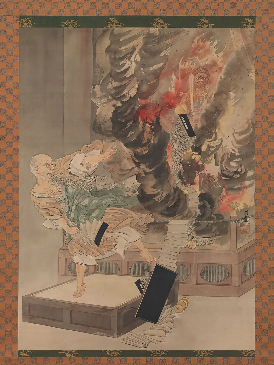 小林清親筆 頼豪阿闍梨図|The Fury of Monk Raigō — Kobayashi Kiyochika