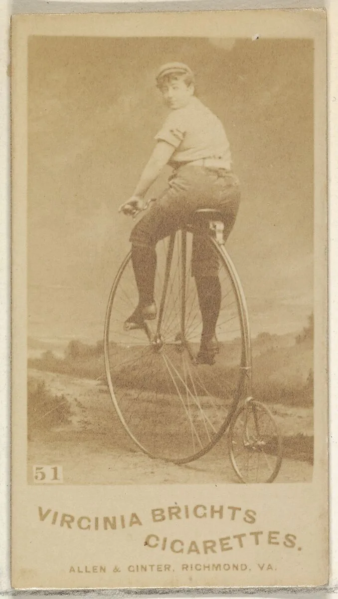 Card 51, from the Girl Cyclists series (N49) for Virginia Brights Cigarettes — Allen & Ginter
