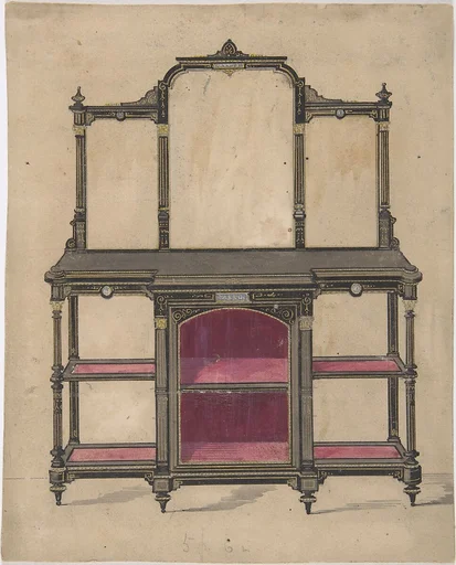 Design for a Cabinet with Shelves and Mirrors