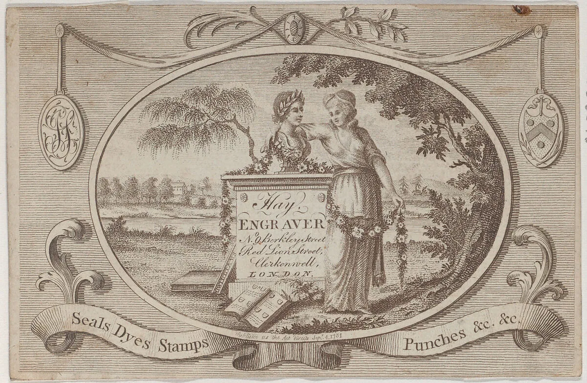 Book Label for Hay, Engraver — Anonymous, British, 18th century