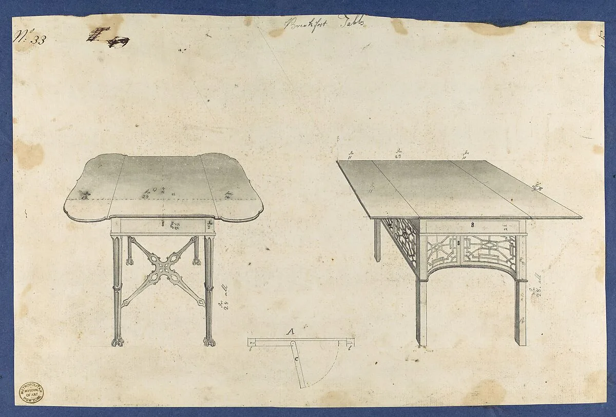 Breakfast Tables, from Chippendale Drawings, Vol. II — Thomas Chippendale