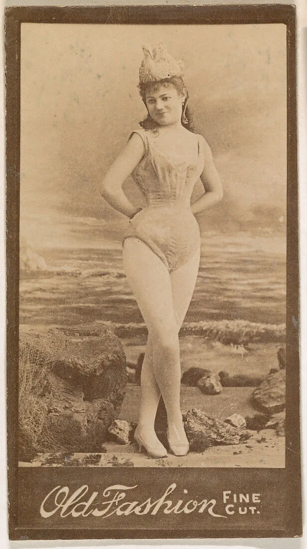 Actress in studio seaside scene, from the Actresses series (N664) promoting Old Fashion Fine Cut Tobacco — Unknown