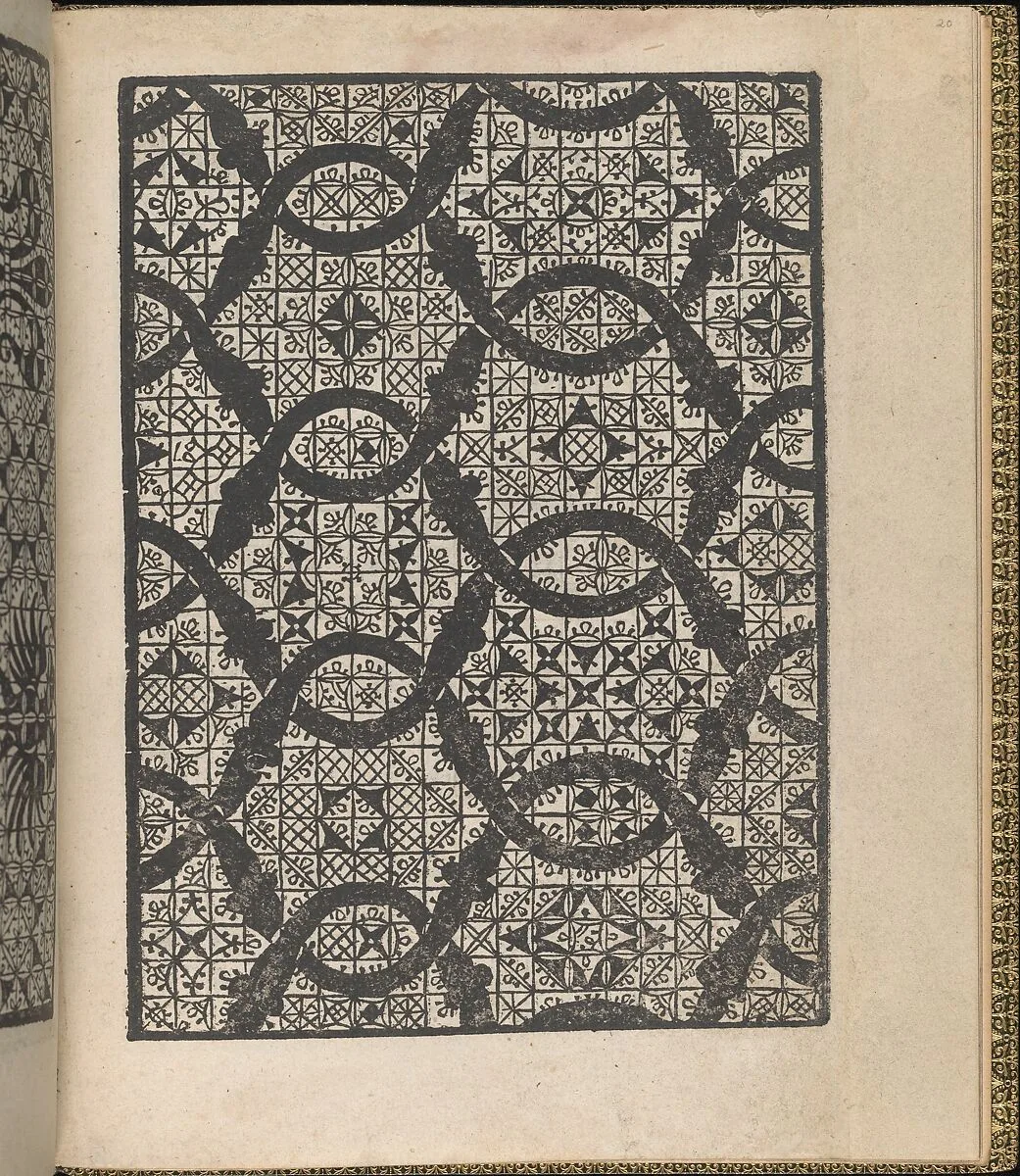 Giardineto novo di punti tagliati et gropposi per exercitio & ornamento delle donne (Venice 1554), page 11 (recto) — Lloyd, Wallis & Lloyd|Matteo Pagano