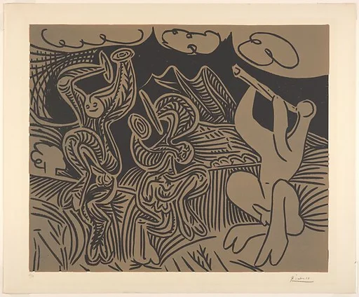 Bacchanal: Flutist and Dancers with Cymbals