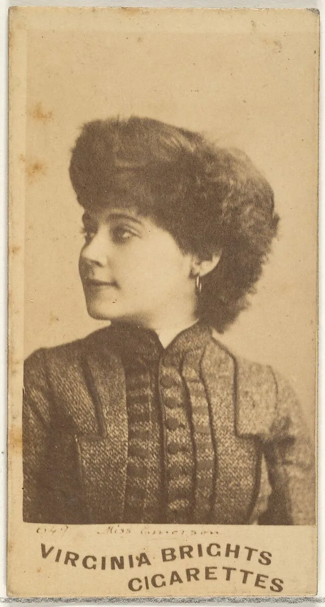 Card 649, Miss Emerson, from the Actors and Actresses series (N45, Type 1) for Virginia Brights Cigarettes — Allen & Ginter