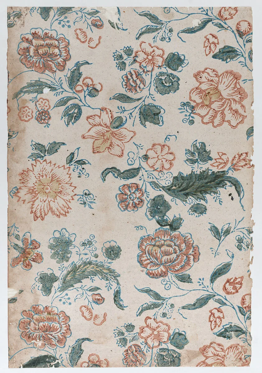 Sheet with overall floral pattern — Anonymous