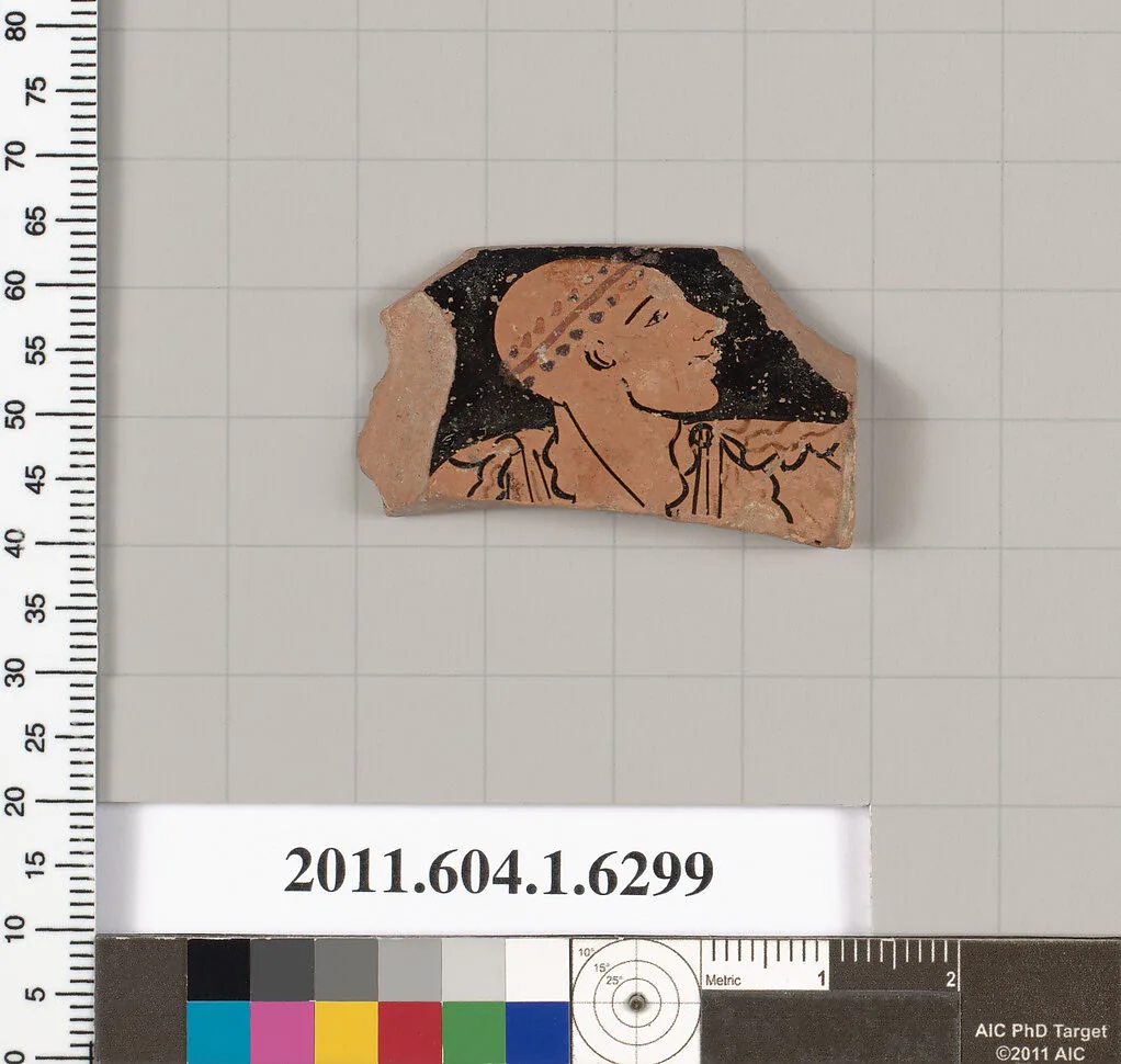 Terracotta rim fragment of a kylix (drinking cup) — Eleusis Painter
