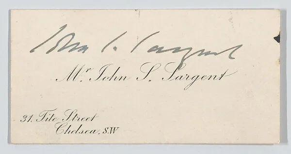 John Singer Sargent, calling card — Anonymous|John Singer Sargent
