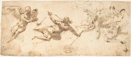 Four Flying Angels (recto); Two Flying Figures (verso)