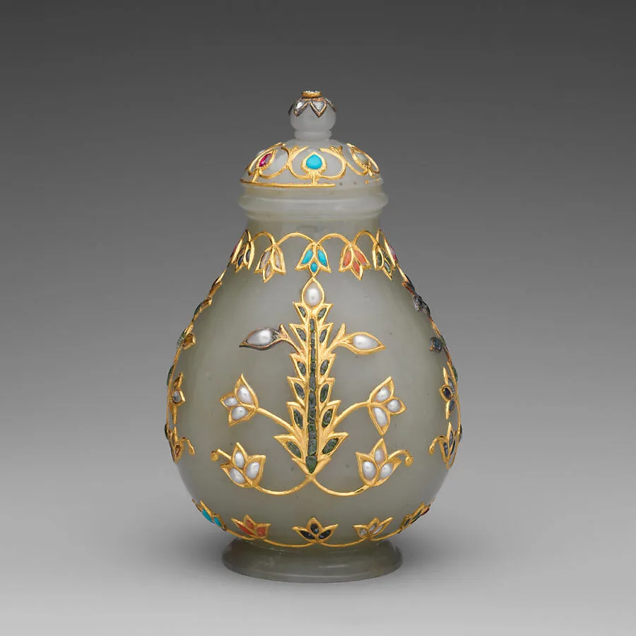 莫臥兒王朝 鑲金嵌寶玉蓋罐|Jar with cover — Unknown