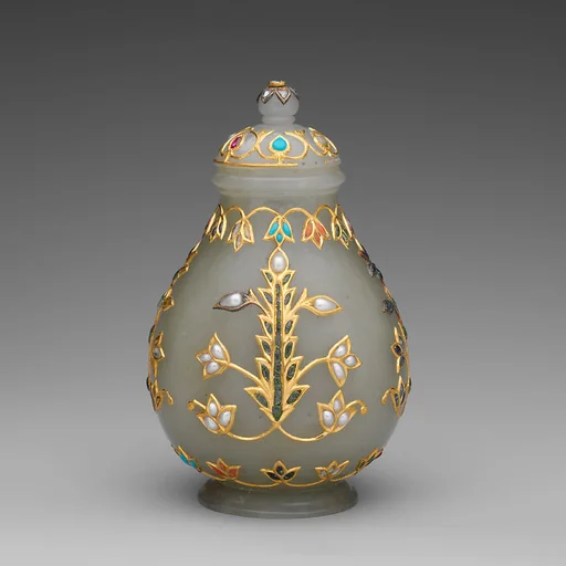 莫臥兒王朝 鑲金嵌寶玉蓋罐|Jar with cover