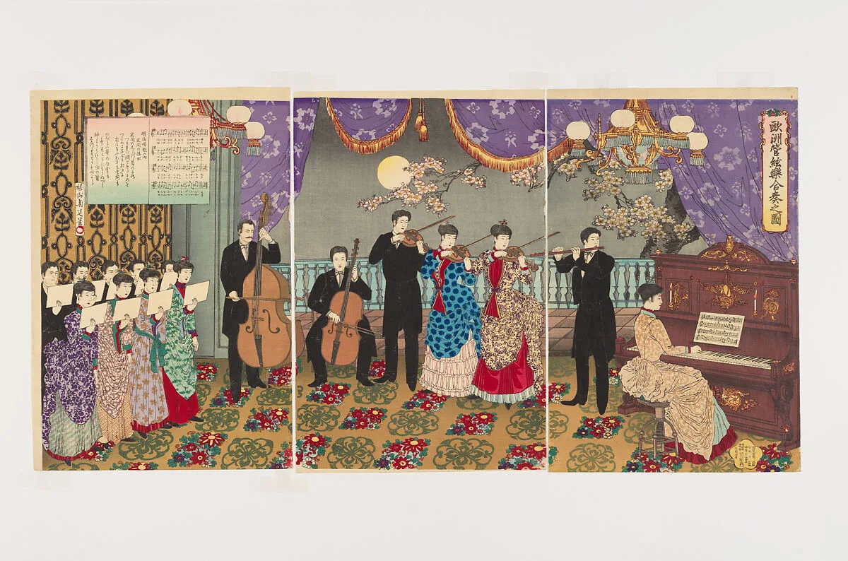 『欧州管絃楽合奏之図』|Concert of European Music (Ōshū kangengaku gassō no zu) — Yōshū (Hashimoto) Chikanobu