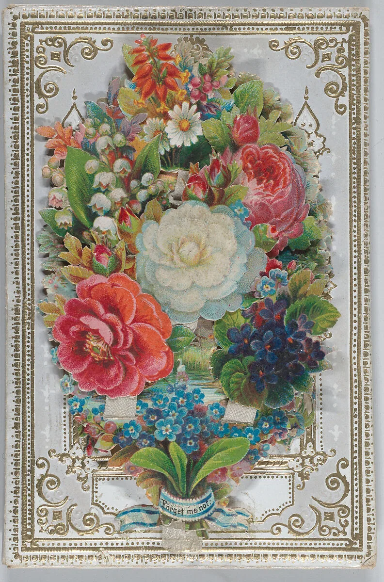 Valentine - Mechanical, flowers with hidden messages, sachet — Anonymous, British, 19th century