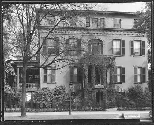 [Brick Greek Revival Building with Ivy-Covered Entry Porch, Funeral Home, Augusta, Georgia]