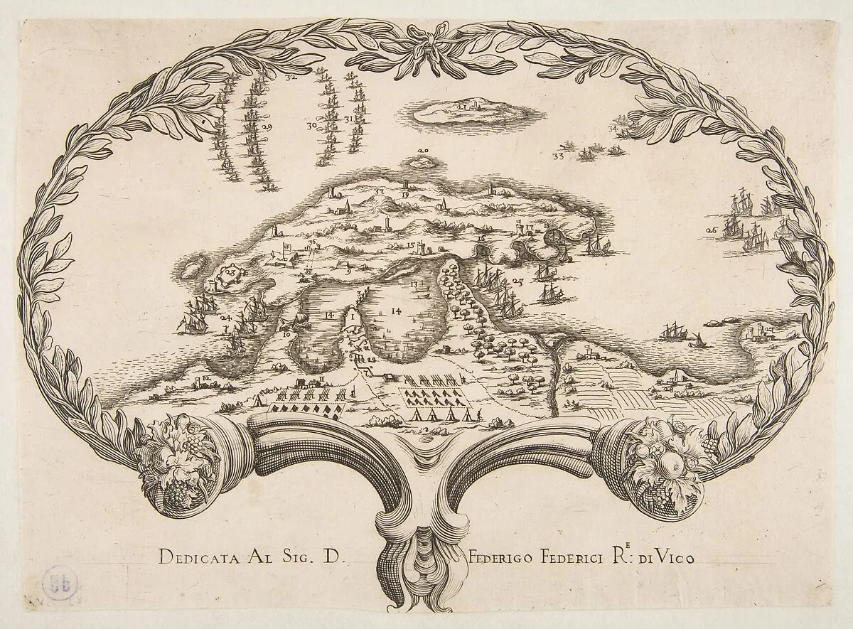 Topographic Plan (Porto Ercole?) in the Shape of a Fan — Anonymous, 17th century|Stefano della Bella
