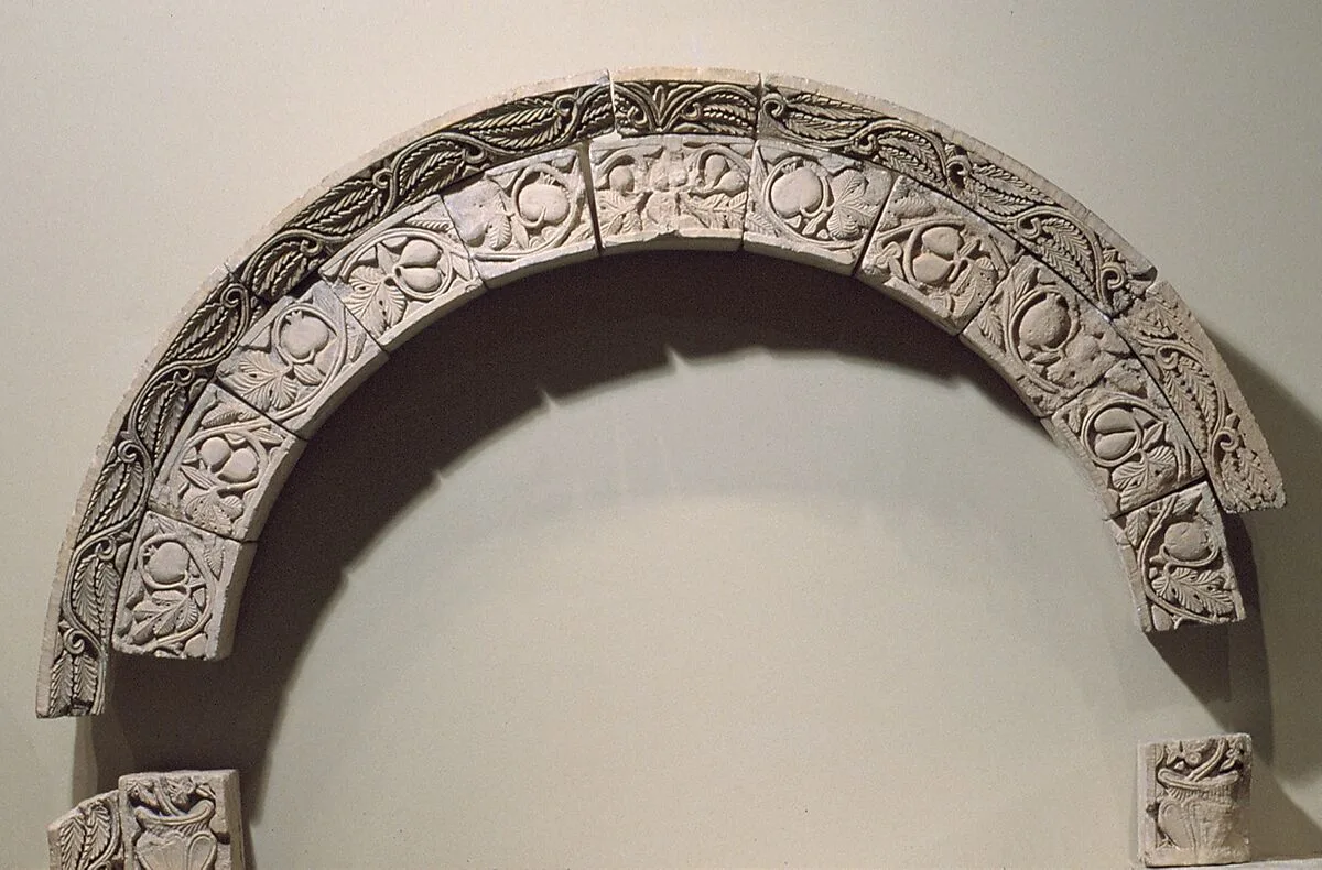 Arch with Running Vines, Leaves, and Fruit — Unknown