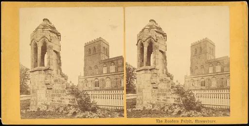 [Group of 3 Early Stereograph Views of British Church and Monastery Ruins]