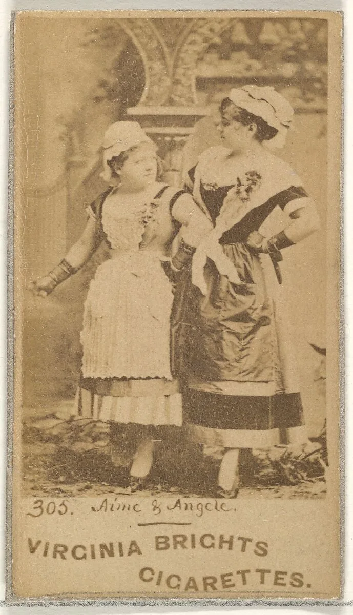 Card 305, Aime & Angele, from the Actors and Actresses series (N45, Type 1) for Virginia Brights Cigarettes — Allen & Ginter