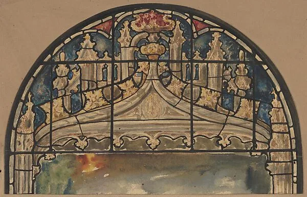 Design for the Arched Top of a Stained Glass Window Decorated with Gothic Ornament — D. Maitland Armstrong|Helen Maitland Armstrong