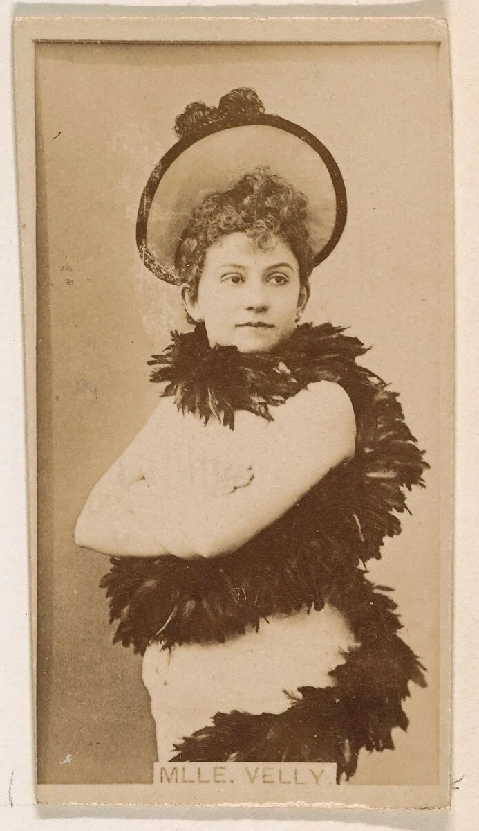 Mlle. Velly, from the Actresses series (N245) issued by Kinney Brothers to promote Sweet Caporal Cigarettes — Kinney Brothers Tobacco Company