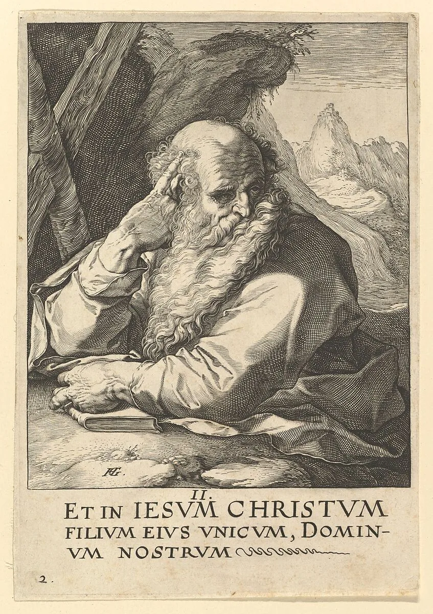 St. Andrew, from Christ, the Apostles and St. Paul with the Creed — Hendrick Goltzius