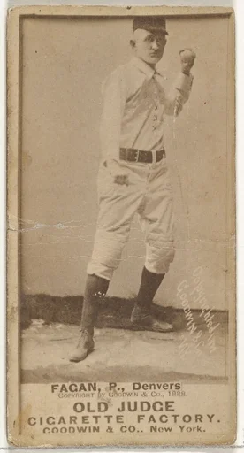 William A. "Bill" Fagan, Pitcher, Denver, from the Old Judge series (N172) for Old Judge Cigarettes
