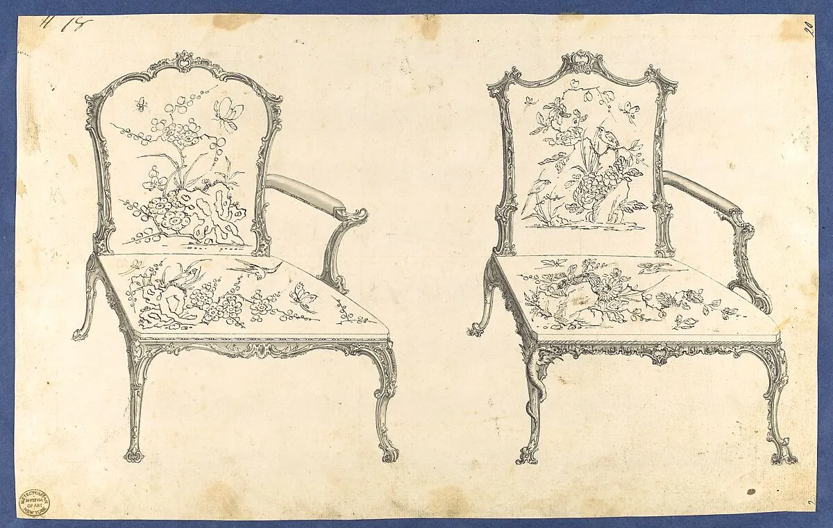 Two French Chairs, in Chippendale Drawings, Vol. I — Thomas Chippendale
