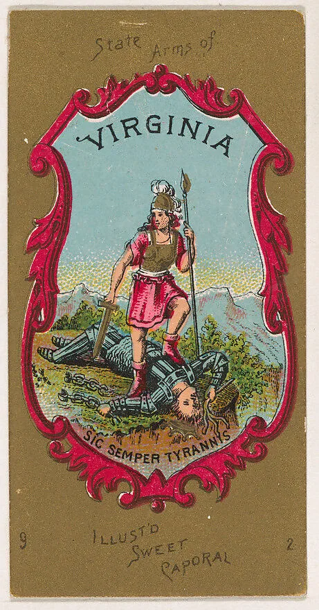 State Arms of Virginia, from the Military Series (N224) issued by Kinney Tobacco Company to promote Sweet Caporal Cigarettes — Kinney Brothers Tobacco Company