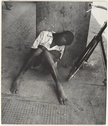 [Young Man Sleeping on Street, with Bicycle, Haiti?]