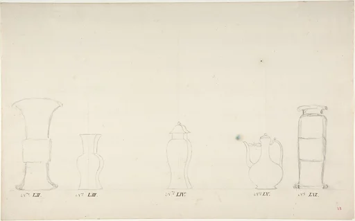Design for Four Vases and a Teapot