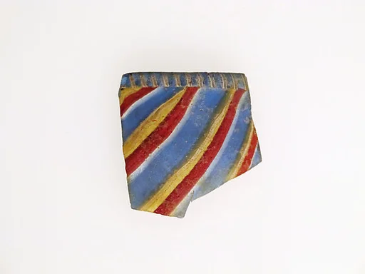 Glass striped mosaic bowl fragment