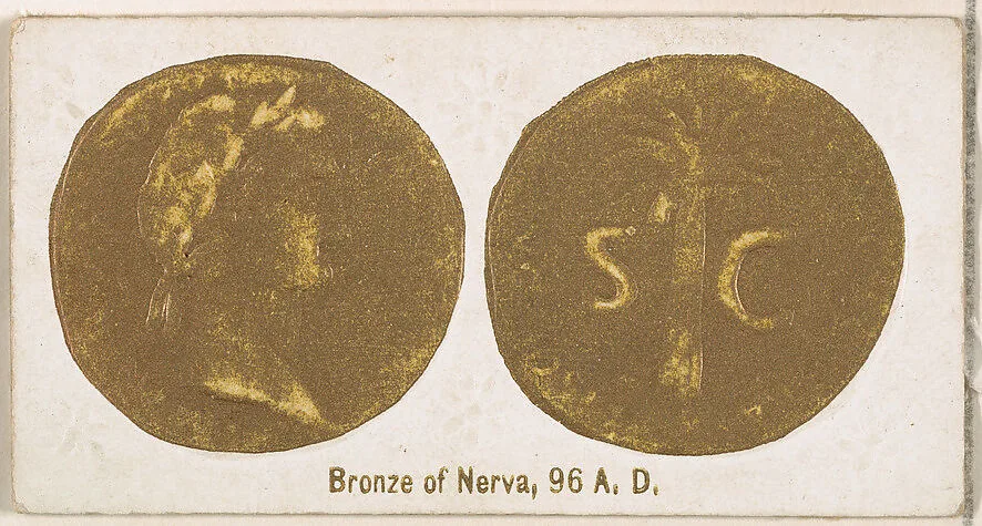 Bronze of Nerva, 96 A.D., from the Ancient Coins series (N180) issued by Wm. S. Kimball & Co. — William S. Kimball & Company