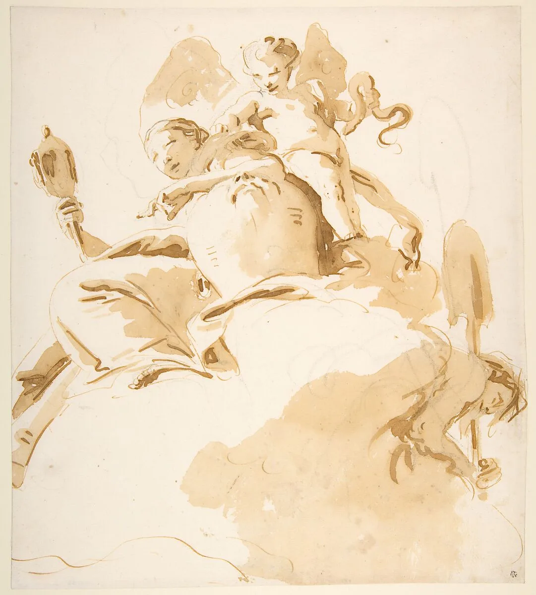 Seated Woman with a Winged Putto — Giovanni Battista Tiepolo