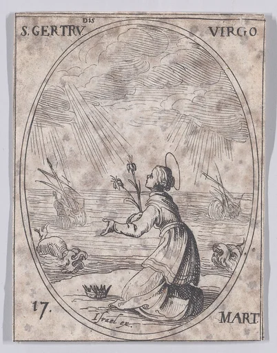 Ste. Gertrude, vierge (St. Gertrude, Virgin), March 17th, from "Les Images De Tous Les Saincts et Saintes de L'Année" (Images of All of the Saints and Religious Events of the Year)