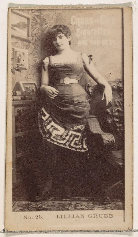 Card Number 26, Lillian Grubb, from the Actors and Actresses series (N145-2) issued by Duke Sons & Co. to promote Cross Cut Cigarettes — W. Duke, Sons & Co.
