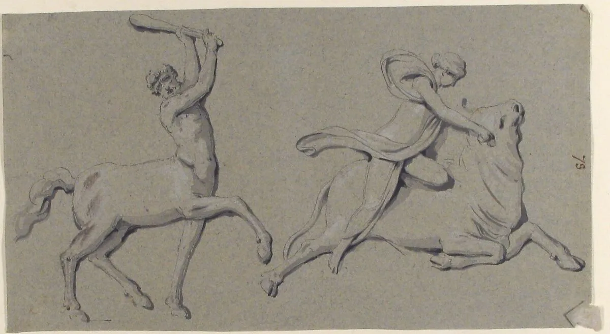 Centaur with Club and Maiden on Bull — Anonymous, French, 18th century
