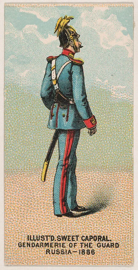 Gendarmerie of the Guard, Russia, 1886, from the Military Series (N224) issued by Kinney Tobacco Company to promote Sweet Caporal Cigarettes — Kinney Brothers Tobacco Company